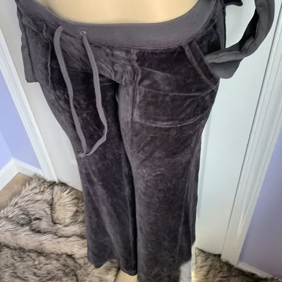 Juicy Couture Track Suit Set Jacket & Pants Velour S/P Dark Gray - Picture 6 of 16